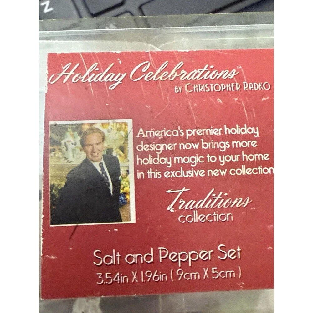 Christopher Radko Traditions Holiday Celebrations Salt and Pepper Shakers 3 7/8